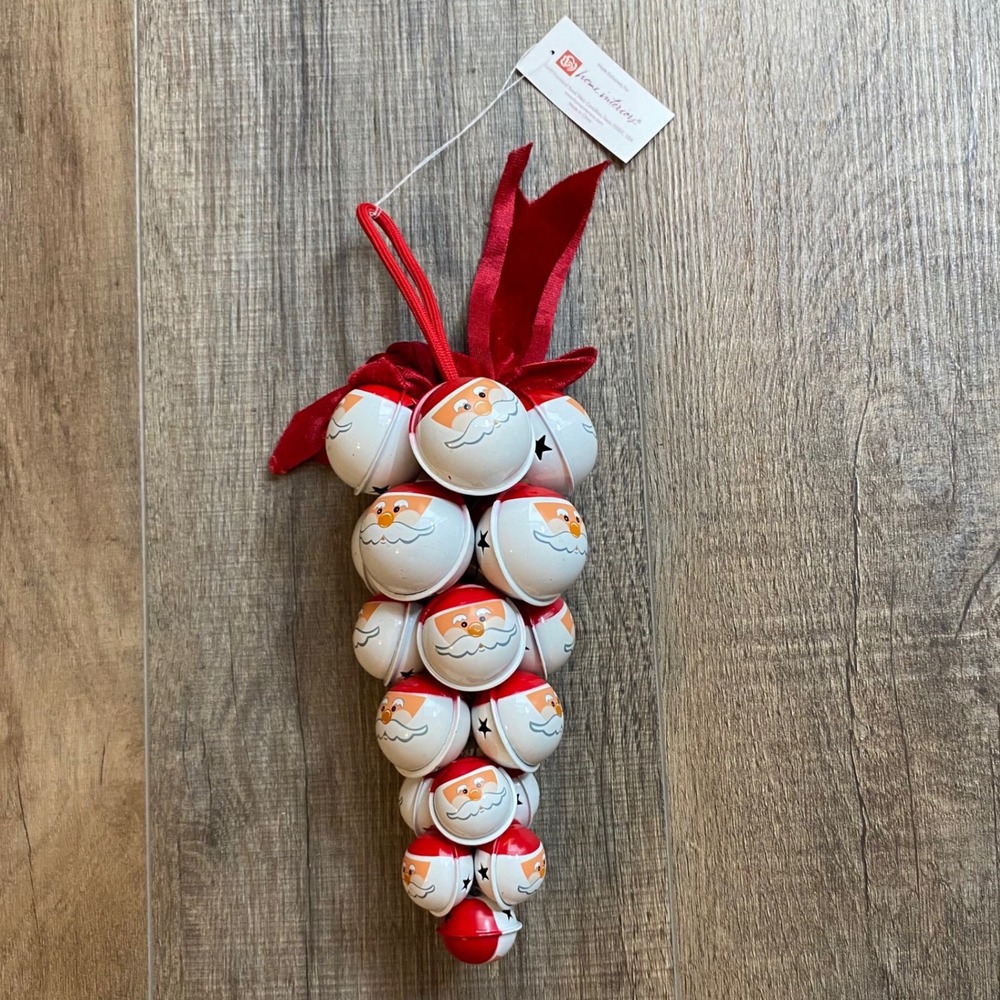 Home Interiors‎ Santa Jingle Bell Door Ornament Red Velvet Bow V-13820 Christmas